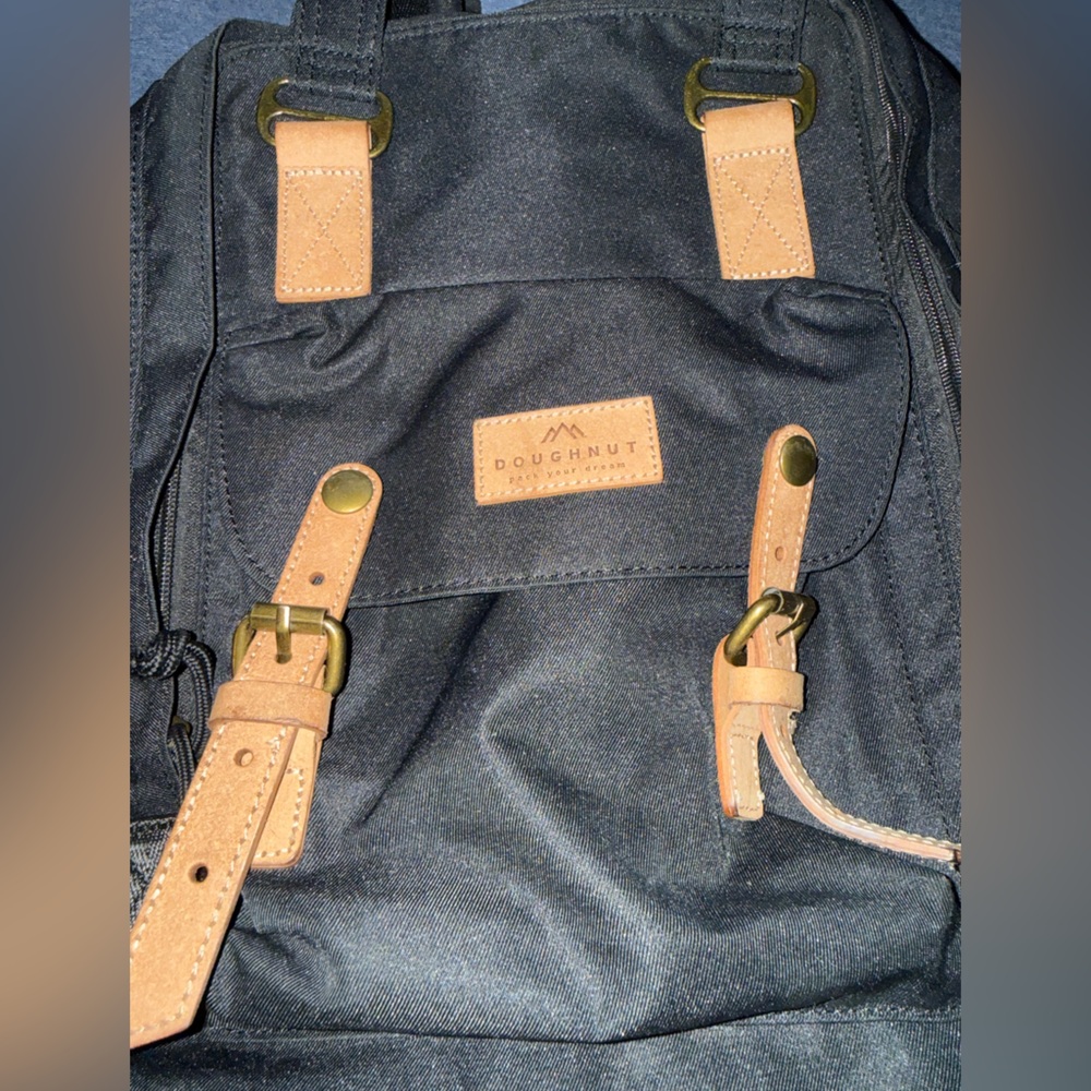 Doughnut Women's 16L Black backpack with Brown Leather Accents - Picture 7 of 10